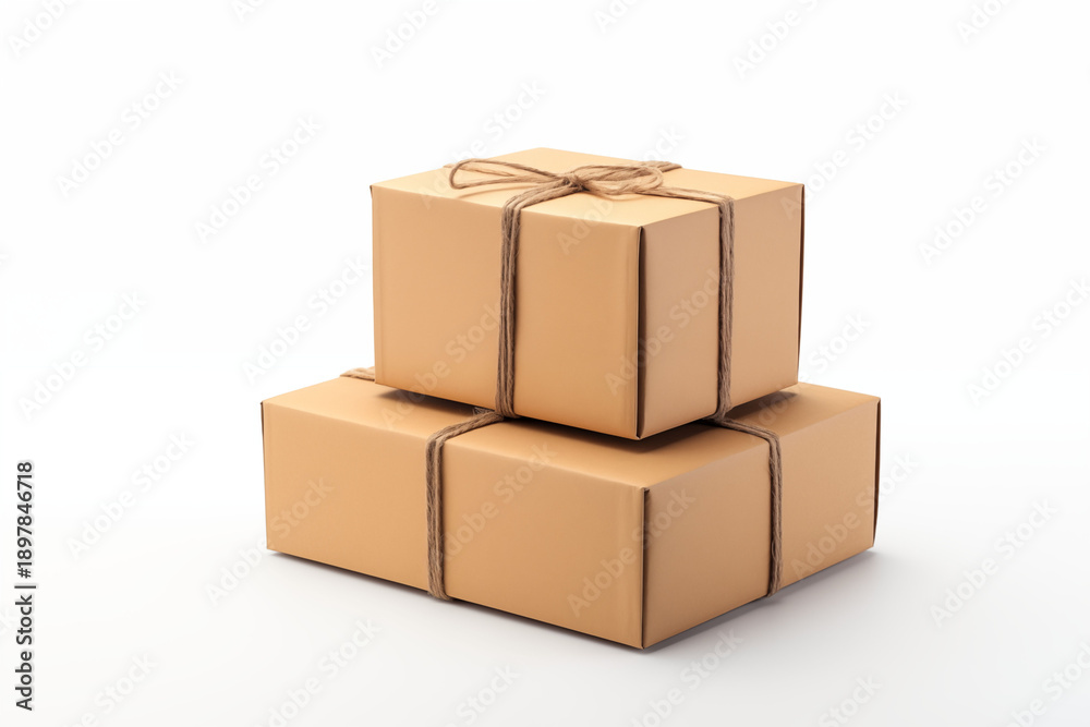 Fototapeta premium The idea of ​​starting an online small business selling packaging boxes.