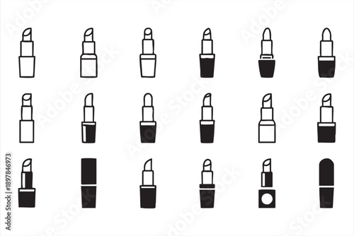 Minimal Lipstick And Makeup Icons For Beauty Branding