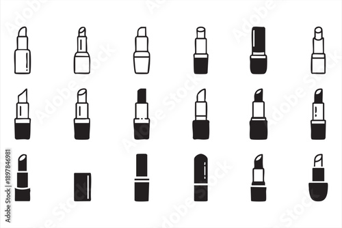 Makeup And Beauty Product Line Icons Collection