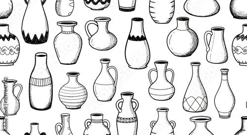 Artistic Display of Vintage Vases, Home Decor, Illustration, Studio, Aesthetic