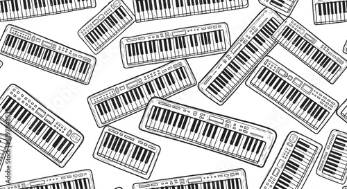 Creative Action with Keyboards, Music Instruments, Abstract Design, Art View
