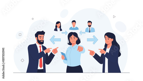 Business team conflict, blame, and disagreement illustration