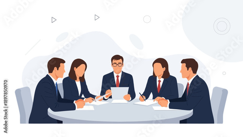 Business Meeting: Diverse Team Collaborating Around Conference Table