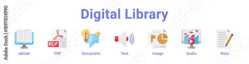 Digital Library Icon Banner