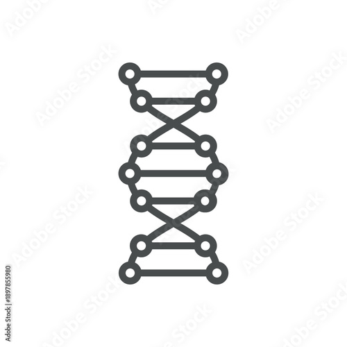 DNA Helix Icon. Outline Isolated Pictogram of Double Helix Structure, Representing Genetics, Genomics and Molecular Biology. Line Icon for Medical and Biotechnology Applications.