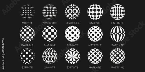 Optical illusion egg patterns in black and white arranged in a grid