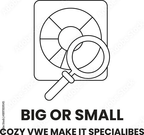 A white and black image of a magnifying glass with a disk on it