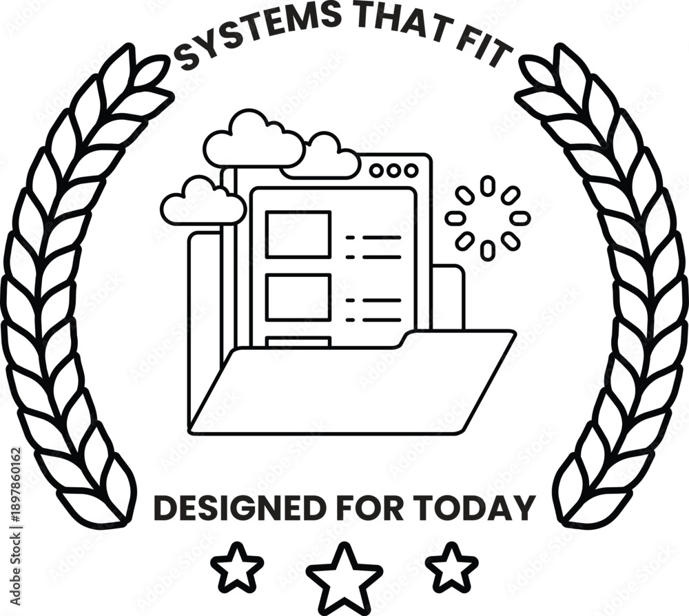 Naklejka premium A white logo with a black border and a black and white image of a folder