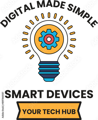 A light bulb with a gear in the middle of it