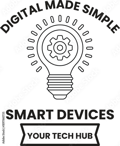 A light bulb with a gear in the middle of it