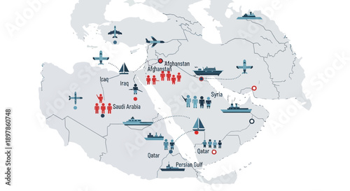 Illustration of a globe with various transportation icons and symbols for tourism and travel on a map, representing Global Tourism Resilience Day and a tourism comeback concept.