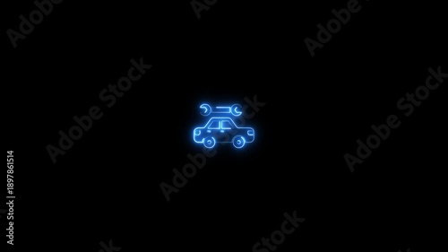 Wallpaper Mural Neon glowing car with wrench symbolizing auto repair and vehicle maintenance technology digital auto repair neon glowing car maintenance symbol Torontodigital.ca