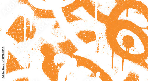 Vibrant Orange Graffiti Splatter on White Wall Urban Art.