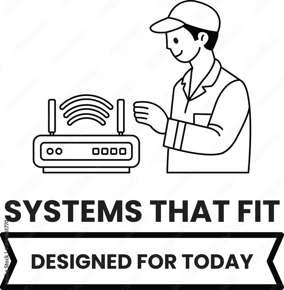 Fototapeta premium A man is fixing a wifi router