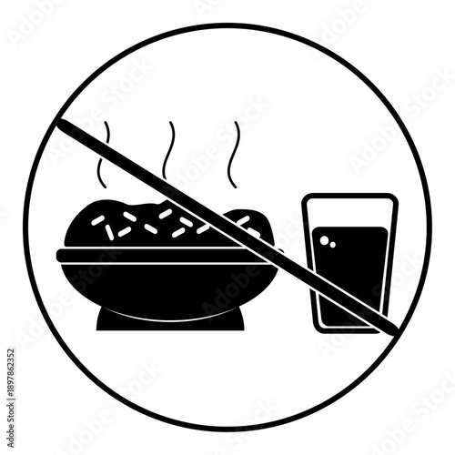 Fasting prohibition icon showing no eating and drinking during Ramadan.