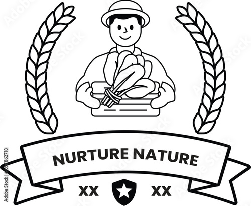 A man is holding a bird and a banner that says "Nurture Nature"