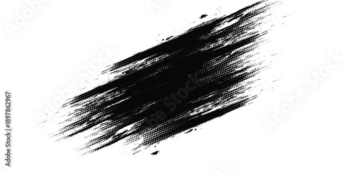 Black grunge brush stroke in white background