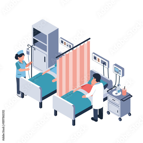 Medical Professionals Tending to Hospital Patients.