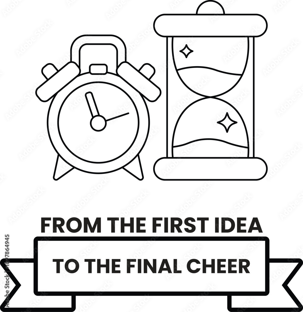 Fototapeta premium A clock and a sand timer are shown on a white background