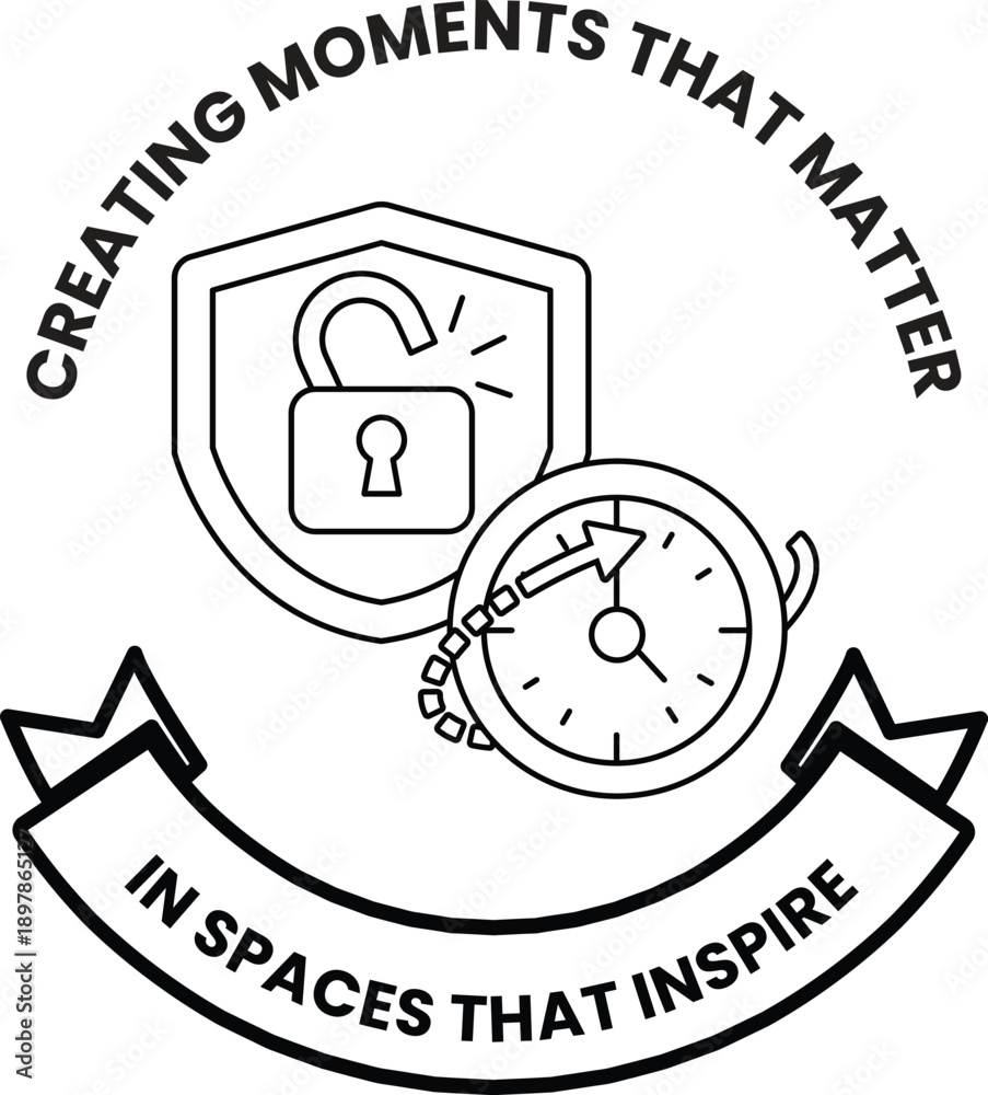 Fototapeta premium The logo features a clock and a lock, and the text 