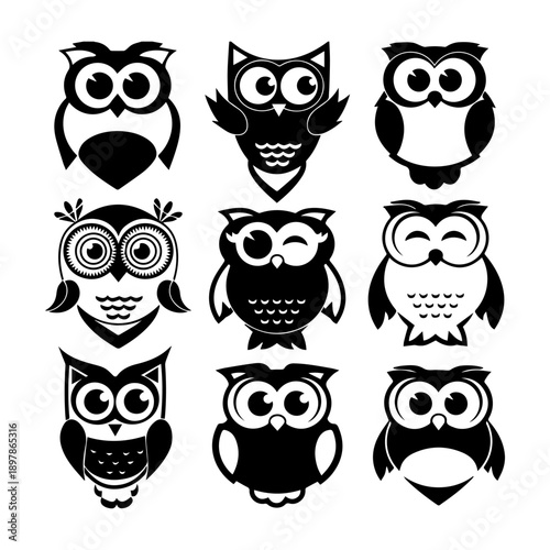 Wallpaper Mural Cute Owl Cartoon Character Vector Set Torontodigital.ca