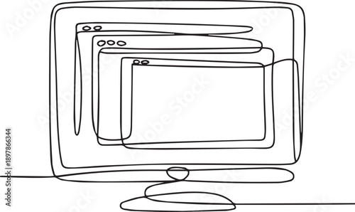 Team collaboration concept displayed on computer screen with layered documents and mouse