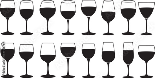 Wine glasses in black and white