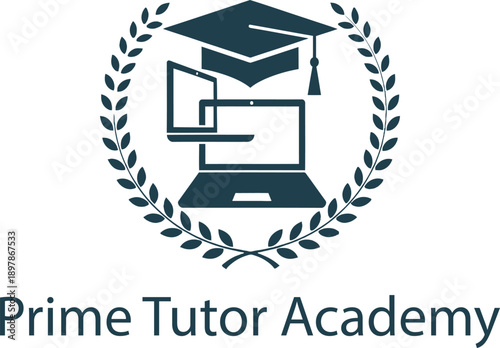 Prime Tutor Academy minimalist academic logo design illustration on white background vector illustration 