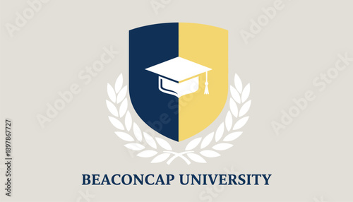 Minimalist Professional University Logo Graphic with Shield and Cap Vector Illustration 