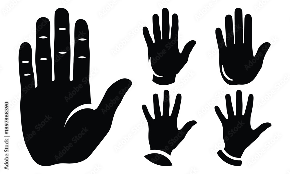 Obraz premium Flat black hand silhouettes vector pack