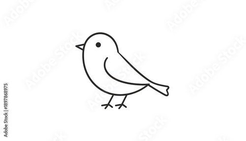Simple, line-drawn depiction of a small avian creature