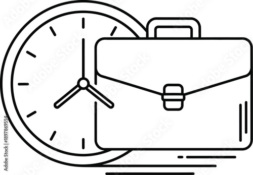 Minimalist black and white line art icon representing the critical concepts of business time management and professional organization for corporate deadlines