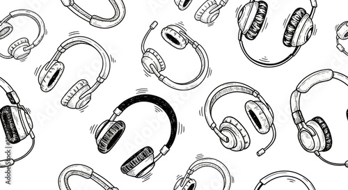 Creative Illustration of Headphones in Various Styles for Music Enthusiasts