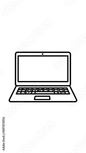 Simple monochrome outline illustration of a laptop computer (1)