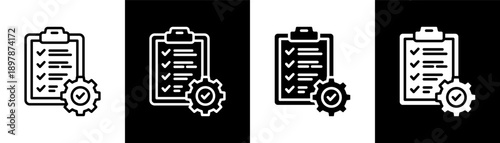 task management white icon set design