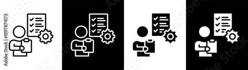 responsibility white icon set design