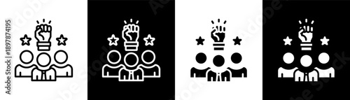 leadership white icon set design