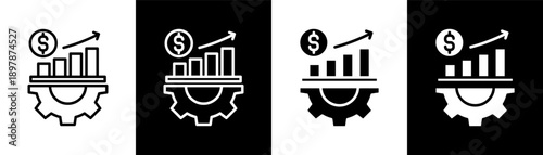 investment white icon set design