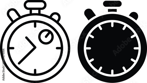 Two stopwatch icons side by side, one outlined and one filled