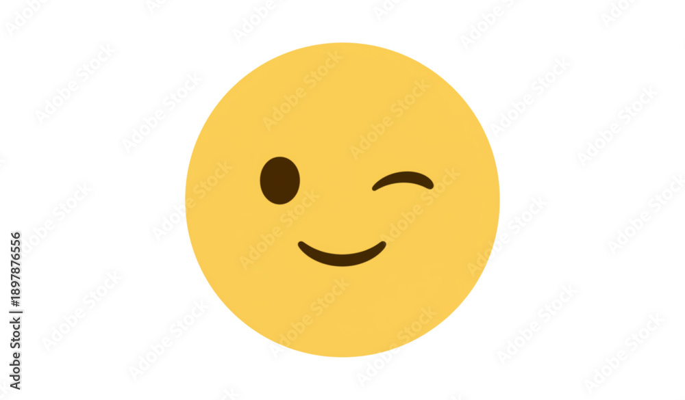 Fototapeta premium Cute Winking Emoji Face Flat Vector Illustration