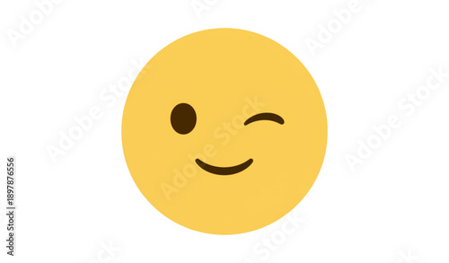 Cute Winking Emoji Face Flat Vector Illustration