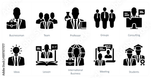 A set of 10 mix icons as buisnessman, team, professor