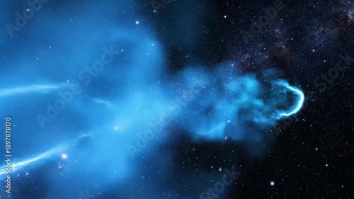 Fiery blue comet streaks across starry night sky dynamic motion cinematic background space exploration concept