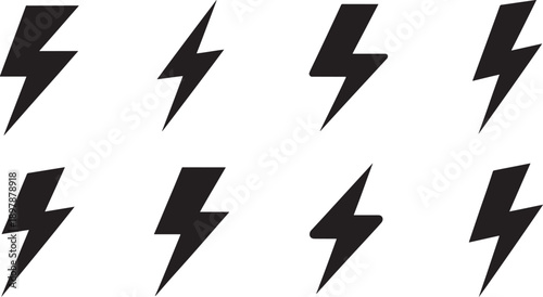 Black lightning bolt on white background