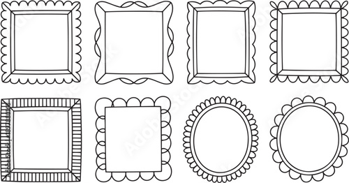 Assorted Framed Picture Border Designs with Scalloped Edges for Creative Projects