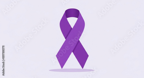 Elegant Symbol: A sleek purple ribbon, a symbol of awareness, meticulously crafted, embodying grace and sophistication, against a soft backdrop.