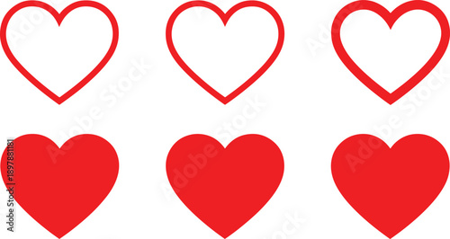 Heart in red white love symbol