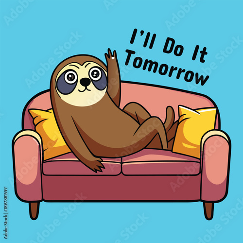 Cartoon illustration of a man sleeping and relaxing on a sofa at home