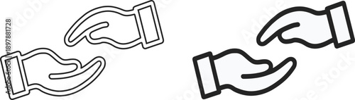 Caring Hands Icon Set Representing Protection, Support and Community Service