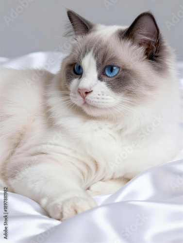 Elegant Ragdoll Cat Portrait Close-up